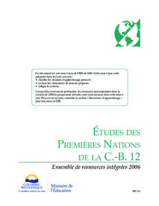 Ce document est une mise à jour de l’ERI de[removed]Cette mise à jour a été préparée dans les buts suivants : • clarifier les résultats d’apprentissage prescrits • inclure des indicateurs de réussite propos