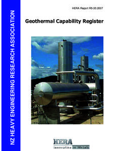 NZ HEAVY ENGINEERING RESEARCH ASSOCIATION  HERA Report R5-35:2007 Geothermal Capability Register