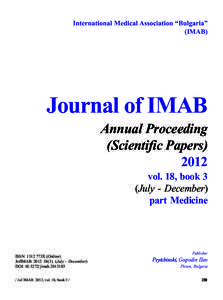 International Medical Association “Bulgaria” (IMAB) Journal of IMAB Annual Proceeding (Scientific Papers)