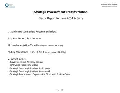 Administrative Review: Strategic Procurement Strategic Procurement Transformation Status Report for June 2014 Activity