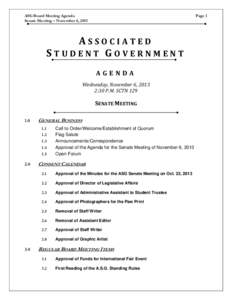 ASG Board Meeting Agenda Senate Meeting – November 6, 2013 Page 1  ASSOCIATED