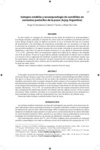 77  Isótopos estables y zooarqueología de camélidos en contextos pastoriles de la puna (Jujuy, Argentina) Hugo D. Yacobaccio, Celeste T. Samec y María Paz Catá