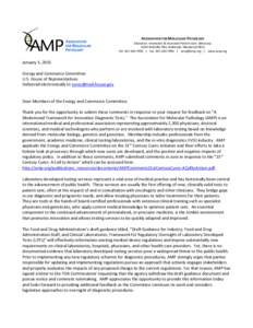 ASSOCIATION FOR MOLECULAR PATHOLOGY Education. Innovation & Improved Patient Care. AdvocacyRockville Pike. Bethesda, MarylandTel:  | Fax:  |  | www.amp.org  January 5, 201