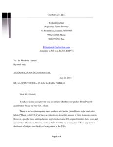 Gearhart Law, LLC  Richard Gearhart Registered Patent Attorney 41 River Road, Summit, NJ[removed]0700 Phone