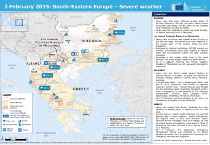 2 February 2015: South-Eastern Europe – Severe weather SITUATION ALBANIA 71 mm
