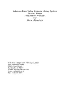 Arkansas River Valley Regional Library System Internet Access Request for Proposal For Library Branches