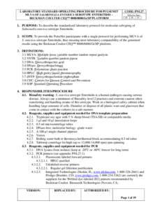 LABORATORY STANDARD OPERATING PROCEDURE FOR PULSENET MLVA OF SALMONELLA ENTERICA SEROTYPE ENTERITIDIS – BECKMAN COULTER CEQ™ [removed]GeXP PLATFORM CODE: PNL27 06