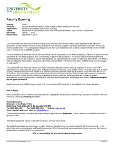 Faculty Opening Posting Position Department Status Start Date