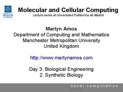 Molecular and Cellular Computing Lecture series at Universidad Politécnica de Madrid