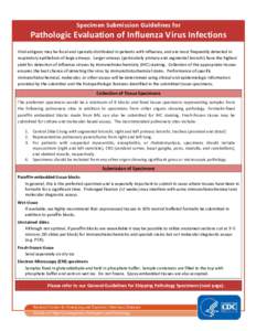 Specimen Submission Guidelines for  Pathologic Evaluation of Influenza Virus Infections Viral antigens may be focal and sparsely distributed in patients with influenza, and are most frequently detected in respiratory epi