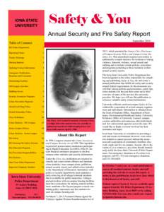 Safety & You  IOWA STATE UNIVERSITY  Annual Security and Fire Safety Report