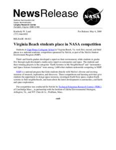 NewsRelease National Aeronautics and Space Administration Langley Research Center Hampton, Virginia[removed]