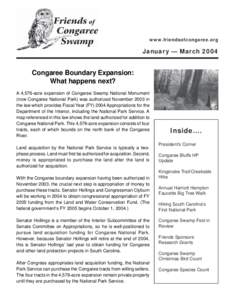 www.friendsofcongaree.org  January — March 2004 Congaree Boundary Expansion: What happens next?