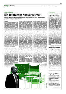 13 Campus: Alumni Journal Die Zeitung der Universität Zürich  MEINE ALMA MATER