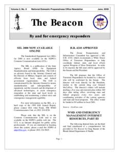 Volume 2, No. 9  National Domestic Preparedness Office Newsletter June, 2000