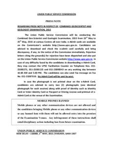 Microsoft Word - Press Note of Combined Geo-Scientist & Geologist Exam-2015