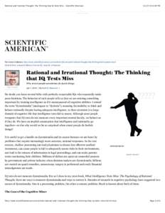 Rational and Irrational Thought: The Thinking that IQ Tests Miss - Scientific American