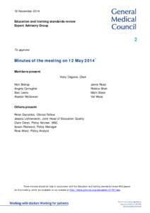 Education and training standards review EAGMinutes of meeting on 12 May 2014