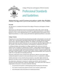 Advertising and Communicating with the Public