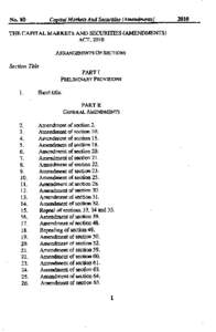 THE CAPITAL MARKETS AND SECURITIES (AMENDMENTS) ACT,2010 PART I PRELIMINARY PROVISIONS