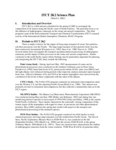 ITCT 2K2 Science Plan (March 5, 2002) I.  Introduction and Overview