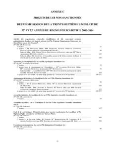 ANNEXE C PROJETS DE LOI NON SANCTIONNÉS DEUXIÈME SESSION DE LA TRENTE-HUITIÈME LÉGISLATURE 52e ET 53e ANNÉES DU RÈGNE D’ELIZABETH II, [removed]Activités des organisations criminelles (modification de lois conc