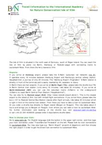 Travel Information to the International Academy for Nature Conservation Isle of Vilm Rügen Island