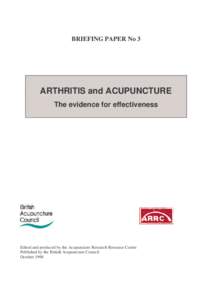 Acupuncture / Alternative medicine / Pain / Osteoarthritis / Rheumatoid arthritis / Arthritis Research Campaign / Placebo / Traditional Chinese medicine / Pain management / Medicine / Health / Arthritis