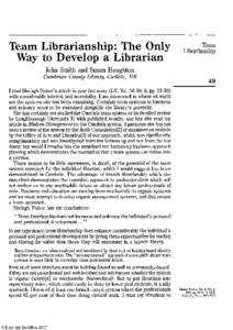 Team Librarianship: The Only Way to Develop a Librarian