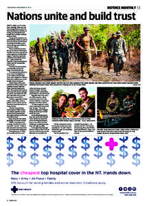 DEFENCE MONTHLY 13  WEDNESDAY NOVEMBERNations unite and build trust THIRTY soldiers and marines