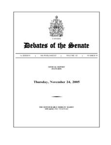 CANADA  Debates of the Senate 1st SESSION  .