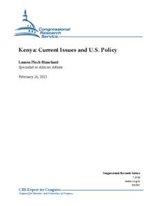 Kenya: Current Issues and U.S. Policy