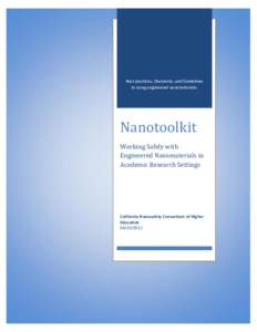 Science / Environment / Occupational safety and health / Impact of nanotechnology / Nanomaterials / Health sciences / Industrial hygiene / Environmental impact of nanotechnology / ISO/TS 80004 / Nanotechnology / Emerging technologies / Health