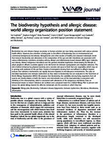 Haahtela et al. World Allergy Organization Journal 2013, 6:3 http://www.waojournal.org/contentjournal  POSITION ARTICLE AND GUIDELINES