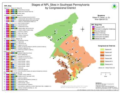 Stages of NPL Sites in Southeast Pennsylvania by Congressional District Map