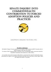 Senate Inquiry into Commonwealth Contribution to Forced Adoption Policies and Practices