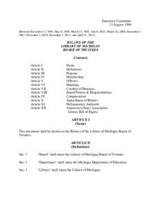 Executive Committee 21 August[removed]Revised November 17, 1995; May 8, 1998; March 15, 2002; July 9, 2003; March 24, 2006; December 7, 2007; December 3, 2010; December 7, 2011; and April 11, [removed]BYLAWS OF THE