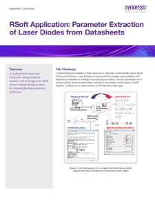 Application Case Study  RSoft Application: Parameter Extraction of Laser Diodes from Datasheets  Overview