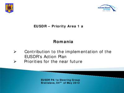 EUSDR – Priority Area 1 a  Romania  