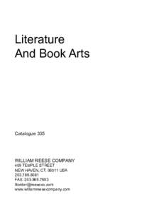 Literature And Book Arts Catalogue 335  WILLIAM REESE COMPANY