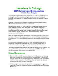 Homeless in Chicago 2007 Numbers and Demographics Point-In-Time Analysis