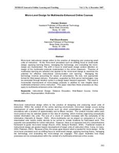 MERLOT Journal of Online Learning and Teaching   Vol. 3, No. 4, December 2007  Micro­Level Design for Multimedia­Enhanced Online Courses 