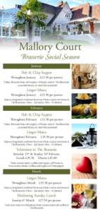 Mallory Court Brasserie Social Season January Fish & Chip Supper Throughout January