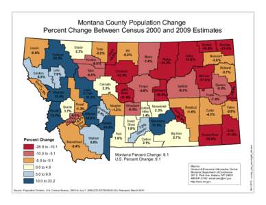 Montana County Population Change Percent Change Between Census 2000 and 2009 Estimates Teton -5.5%