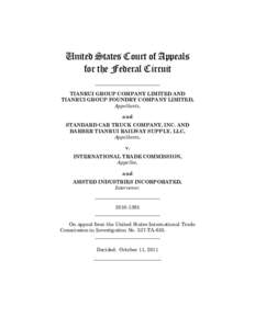 United States Court of Appeals for the Federal Circuit __________________________ TIANRUI GROUP COMPANY LIMITED AND TIANRUI GROUP FOUNDRY COMPANY LIMITED, Appellants,