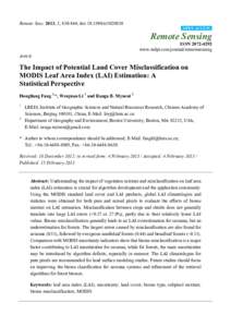 The Impact of Potential Land Cover Misclassification on MODIS Leaf Area Index (LAI) Estimation: A Statistical Perspective