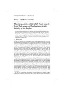 African Sociological Review 11, 1, 2007, ppPatrick Loch Otieno Lumumba The Interpretation of the 1929 Treaty and its Legal Relevance and Implications for the