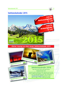 Sektionskalender[removed]Sektionskalender 2015 Preis für