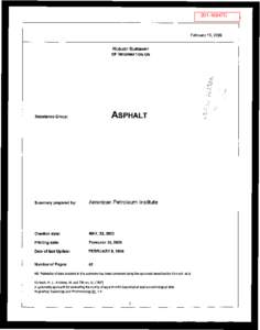 Robust Summaries & Test Plan: Asphalt Category; Revised summaries