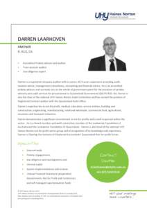 DARREN LAARHOVEN PARTNER B. BUS, CA   Accredited Probity advisor and auditor